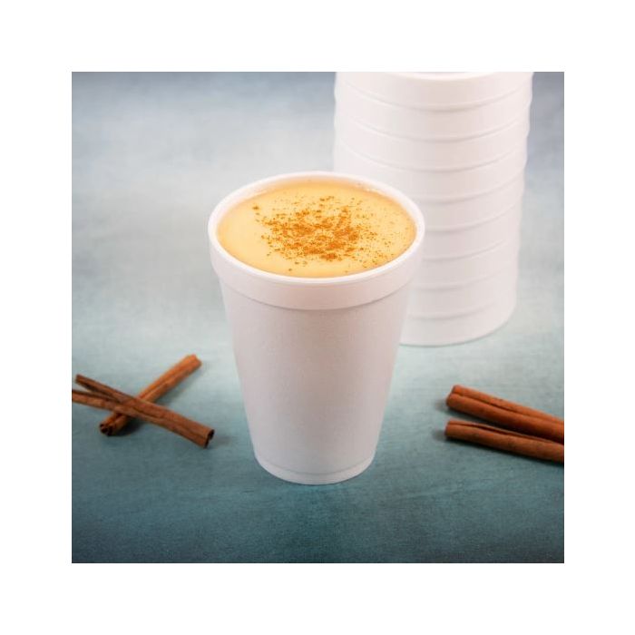 12 Oz Disposable Foam Cups (50 Pack), White Foam Cup Insulates
