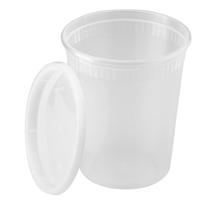 32 oz Soup Containers with Lids Disposable Plastic 240 Set