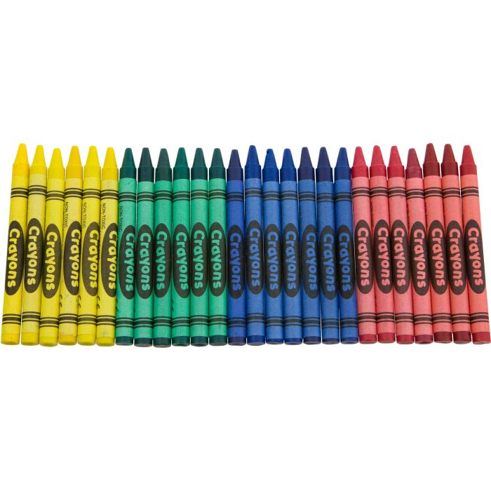 Crayons, 4-Pack, Green/Blue/Red/Yellow, Wax, (2,000/Case) Royal