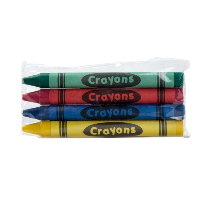 Individually Wrapped 4 Pack of Crayons in Bulk - Cellophane
